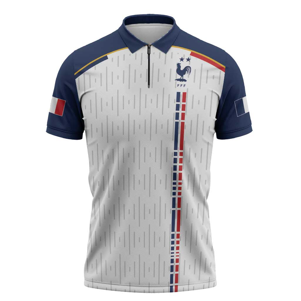 Custom World Football 2026 France Zipper Polo Shirt Allez Les Bleus - Wonder Print Shop