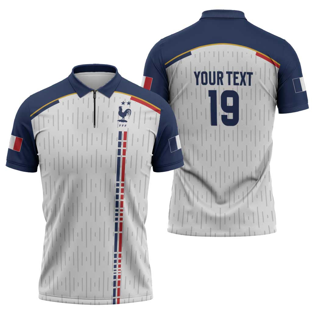 Custom World Football 2026 France Zipper Polo Shirt Allez Les Bleus - Wonder Print Shop