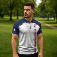 Custom World Football 2026 France Zipper Polo Shirt Allez Les Bleus - Wonder Print Shop