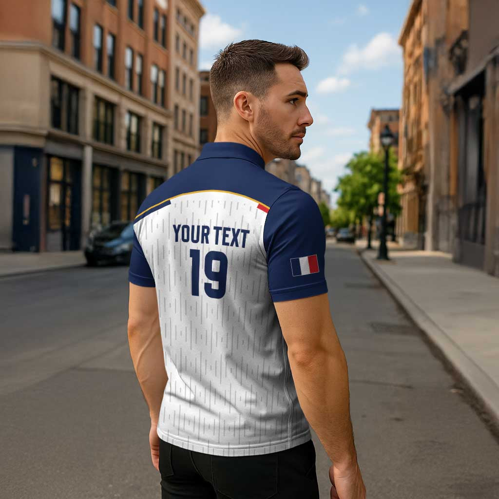 Custom World Football 2026 France Zipper Polo Shirt Allez Les Bleus - Wonder Print Shop