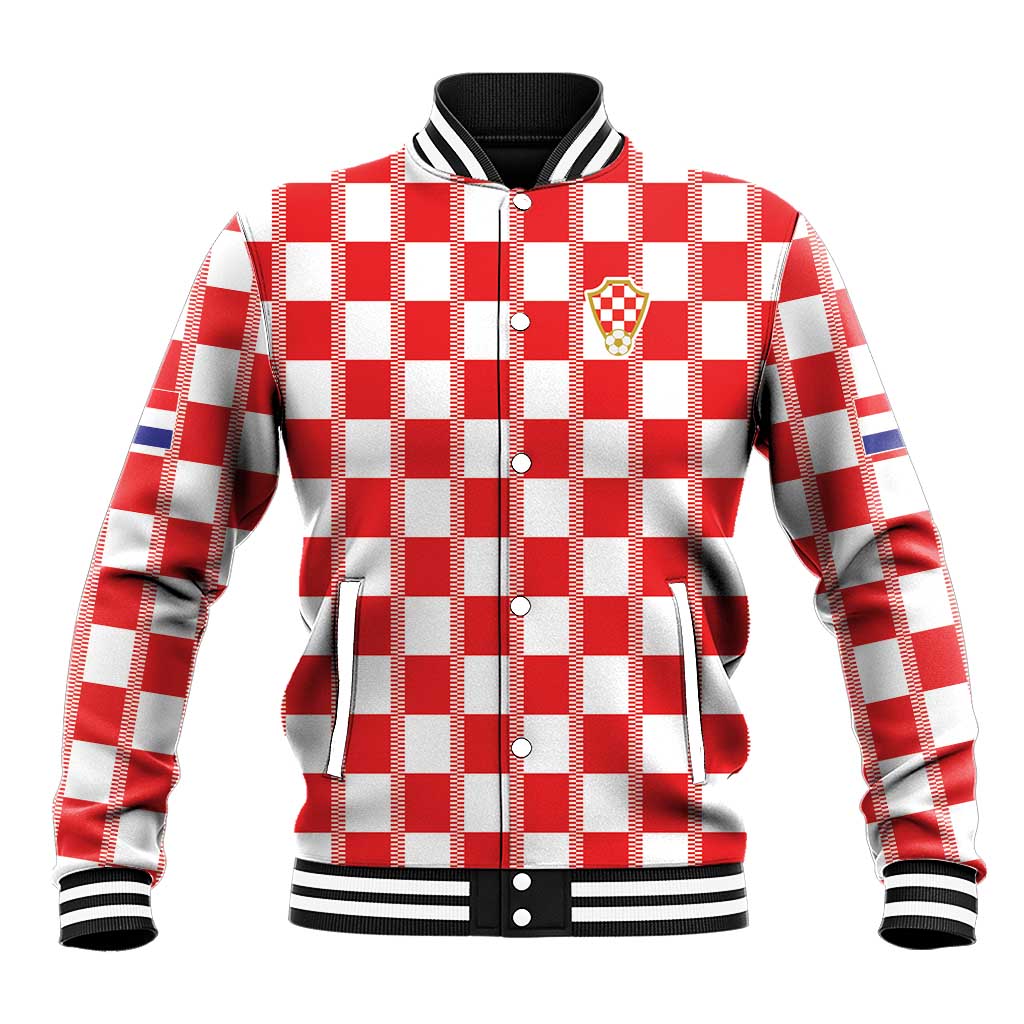 Custom World Football 2026 Croatia Baseball Jacket Vatreni Checkerboard Style - Wonder Print Shop