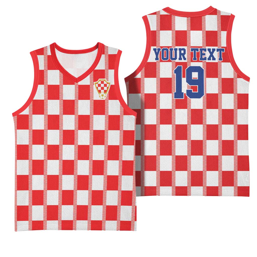 Custom World Football 2026 Croatia Basketball Jersey Vatreni Checkerboard Style - Wonder Print Shop