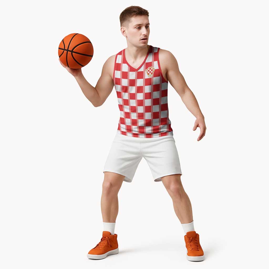 Custom World Football 2026 Croatia Basketball Jersey Vatreni Checkerboard Style - Wonder Print Shop