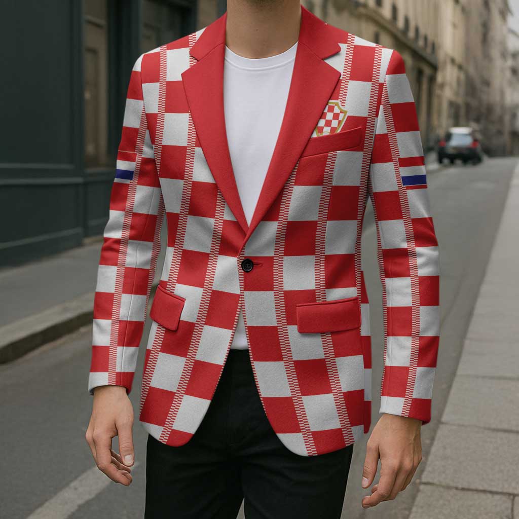 Custom World Football 2026 Croatia Blazer Vatreni Checkerboard Style - Wonder Print Shop