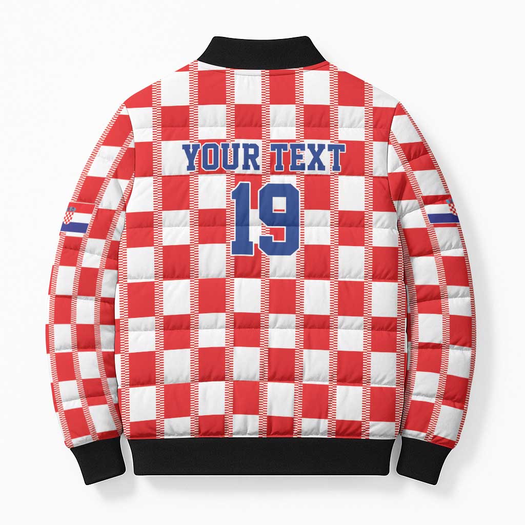 Custom World Football 2026 Croatia Bomber Puffer Jacket Vatreni Checkerboard Style - Wonder Print Shop