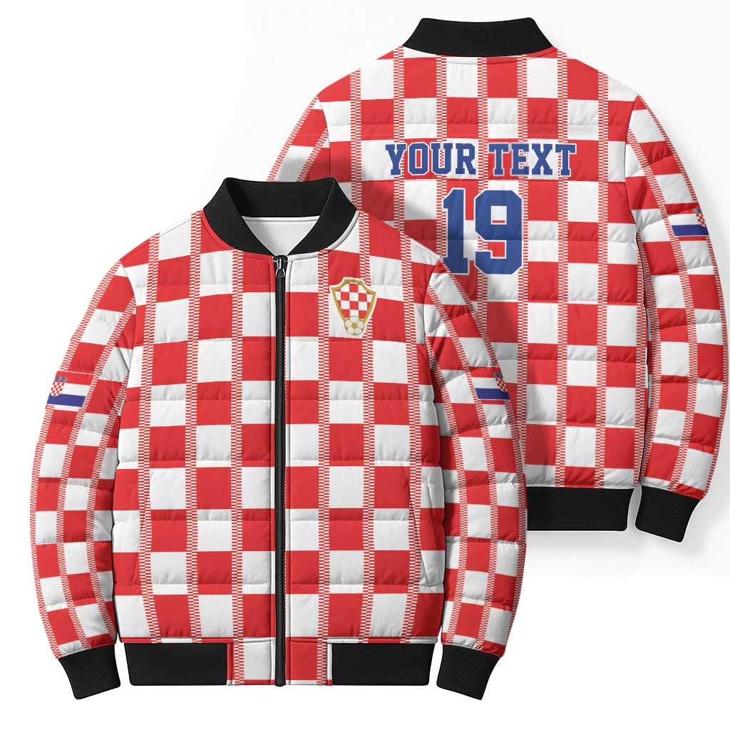 Custom World Football 2026 Croatia Bomber Puffer Jacket Vatreni Checkerboard Style - Wonder Print Shop