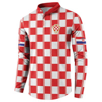Custom World Football 2026 Croatia Button Sweatshirt Vatreni Checkerboard Style - Wonder Print Shop