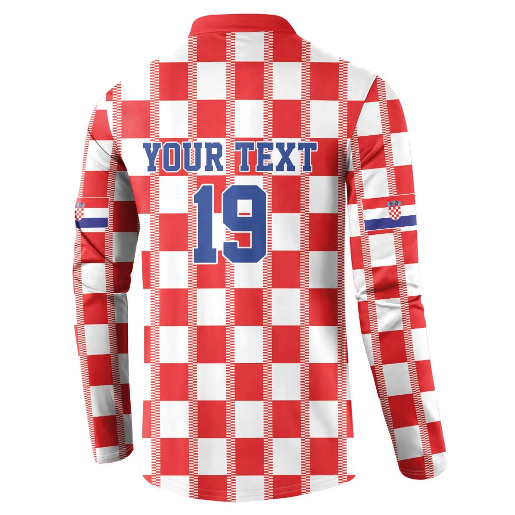 Custom World Football 2026 Croatia Button Sweatshirt Vatreni Checkerboard Style - Wonder Print Shop