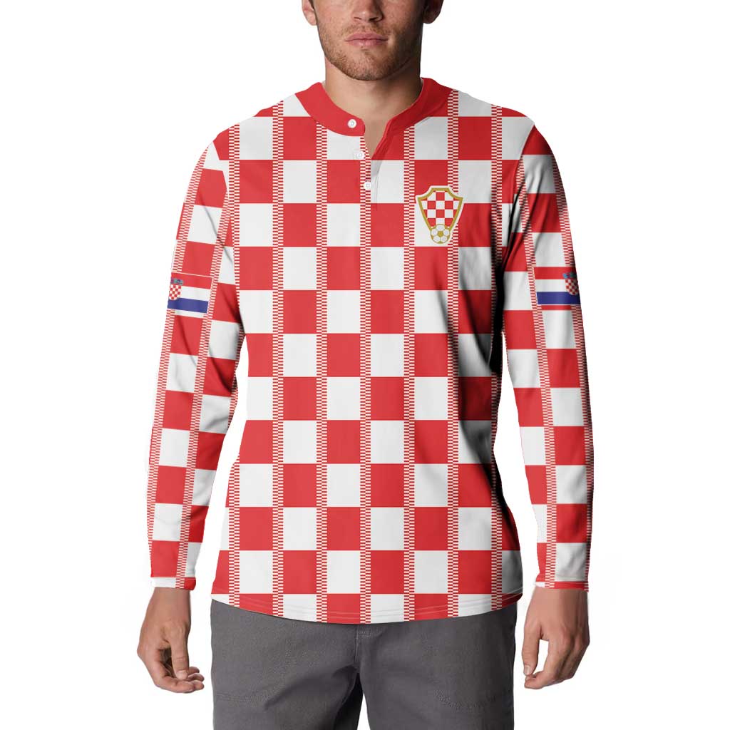 Custom World Football 2026 Croatia Button Sweatshirt Vatreni Checkerboard Style - Wonder Print Shop