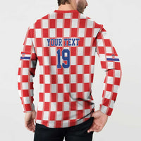 Custom World Football 2026 Croatia Button Sweatshirt Vatreni Checkerboard Style - Wonder Print Shop