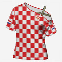 Custom World Football 2026 Croatia Cross Shoulder Shirt Vatreni Checkerboard Style - Wonder Print Shop