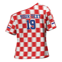 Custom World Football 2026 Croatia Cross Shoulder Shirt Vatreni Checkerboard Style - Wonder Print Shop