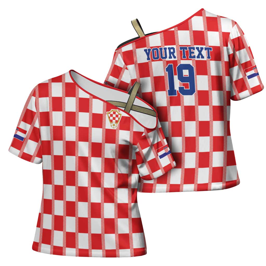 Custom World Football 2026 Croatia Cross Shoulder Shirt Vatreni Checkerboard Style - Wonder Print Shop