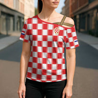 Custom World Football 2026 Croatia Cross Shoulder Shirt Vatreni Checkerboard Style - Wonder Print Shop