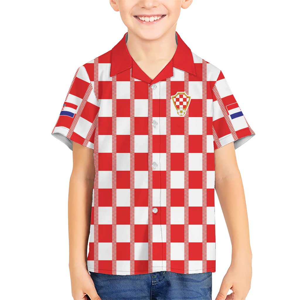 Custom World Football 2026 Croatia Kid Hawaiian Shirt Vatreni Checkerboard Style - Wonder Print Shop
