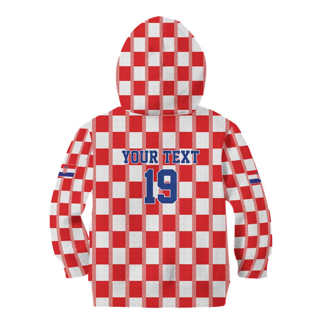 Custom World Football 2026 Croatia Kid Hoodie Vatreni Checkerboard Style - Wonder Print Shop