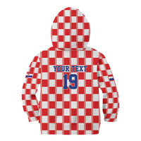 Custom World Football 2026 Croatia Kid Hoodie Vatreni Checkerboard Style - Wonder Print Shop