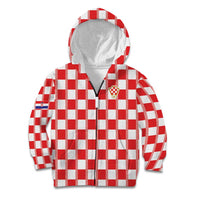Custom World Football 2026 Croatia Kid Hoodie Vatreni Checkerboard Style - Wonder Print Shop