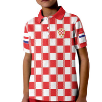 Custom World Football 2026 Croatia Kid Polo Shirt Vatreni Checkerboard Style - Wonder Print Shop