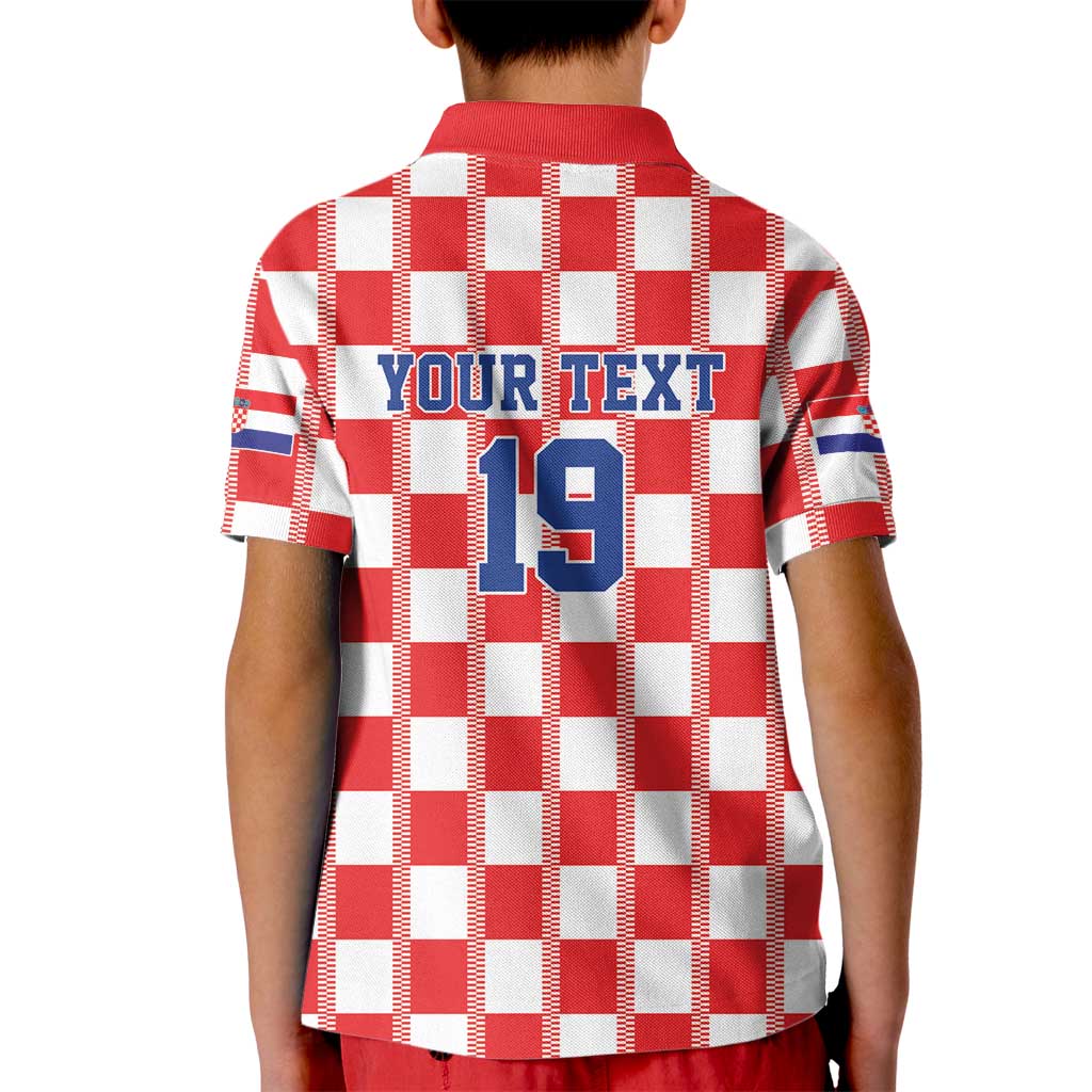Custom World Football 2026 Croatia Kid Polo Shirt Vatreni Checkerboard Style - Wonder Print Shop