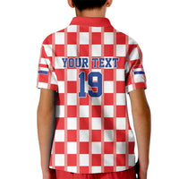 Custom World Football 2026 Croatia Kid Polo Shirt Vatreni Checkerboard Style - Wonder Print Shop