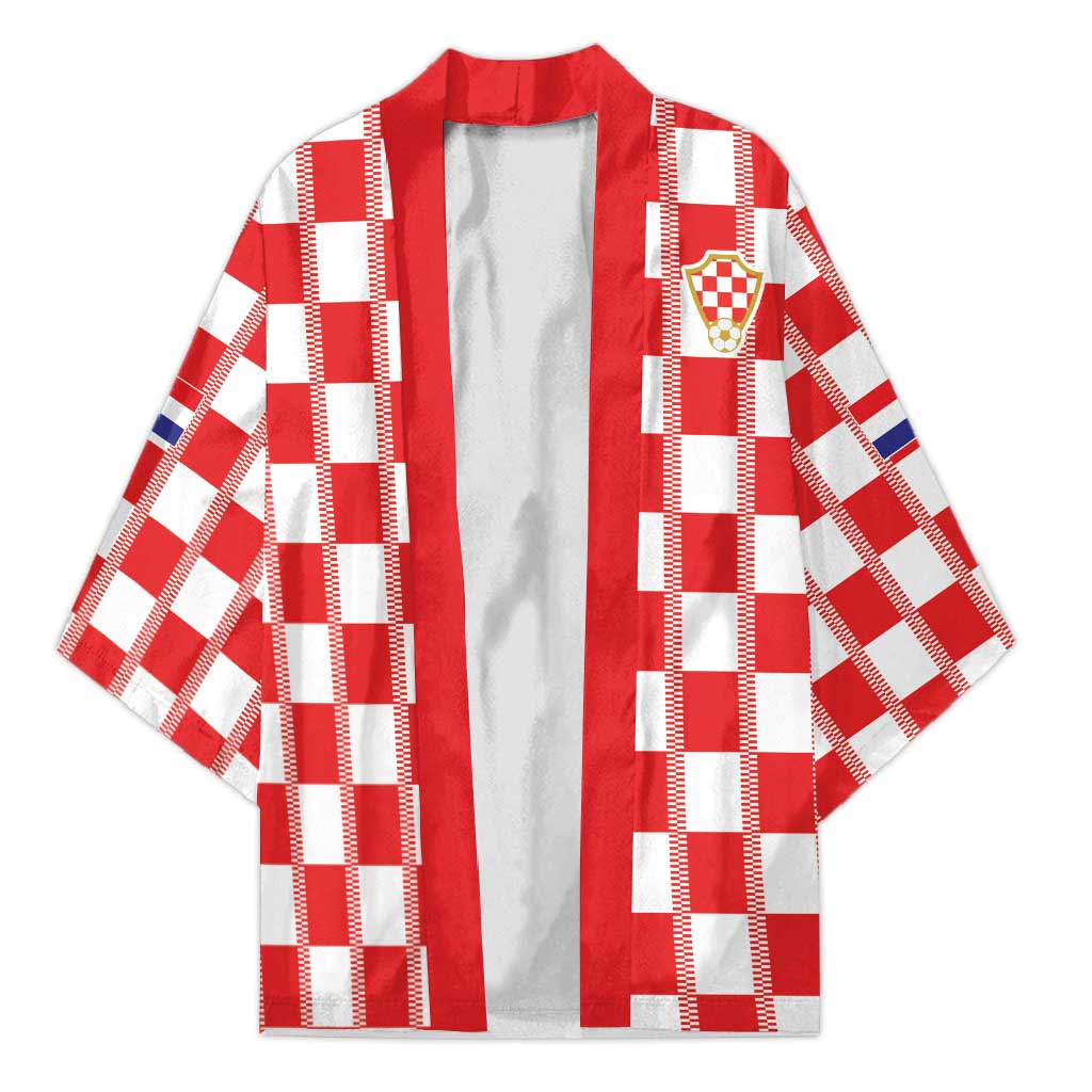 Custom World Football 2026 Croatia Kimono Vatreni Checkerboard Style - Wonder Print Shop