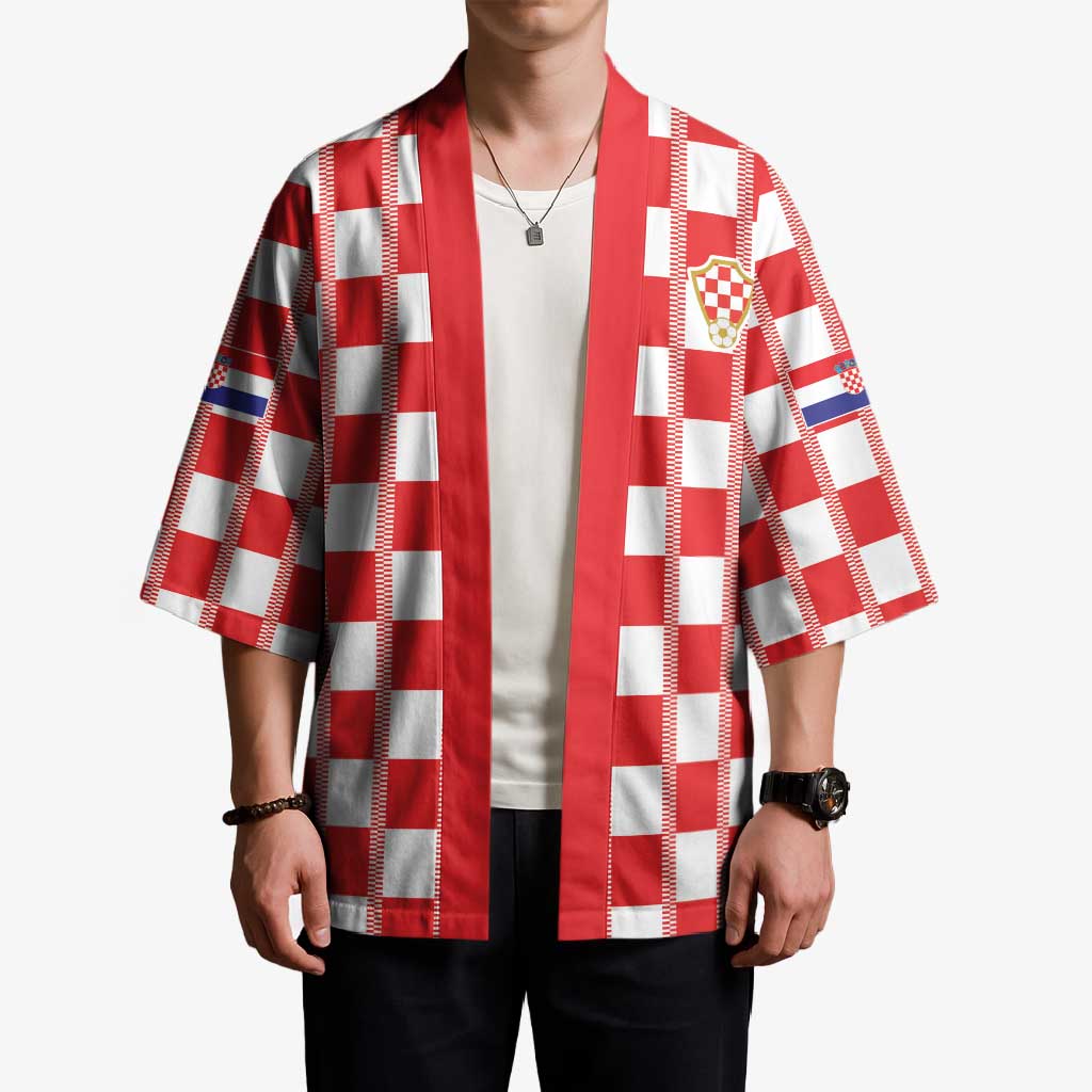 Custom World Football 2026 Croatia Kimono Vatreni Checkerboard Style - Wonder Print Shop