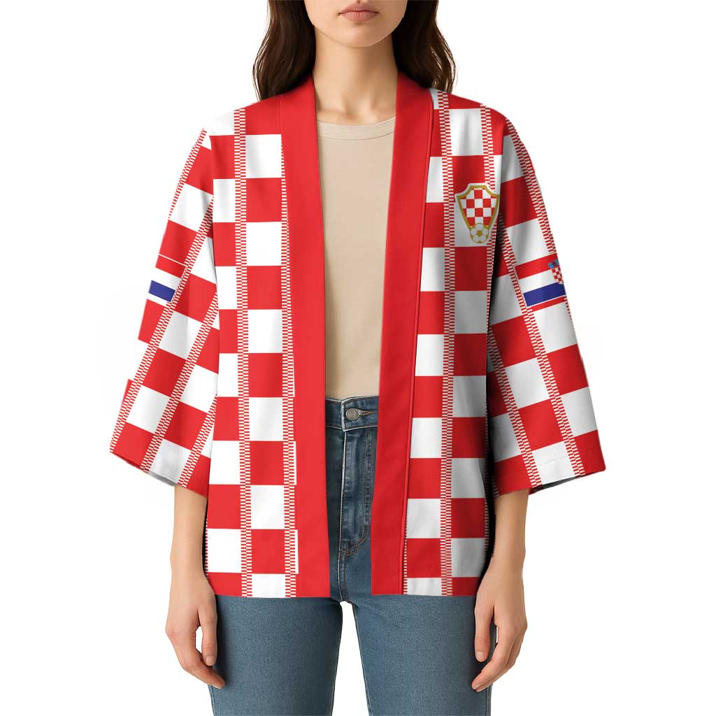 Custom World Football 2026 Croatia Kimono Vatreni Checkerboard Style - Wonder Print Shop