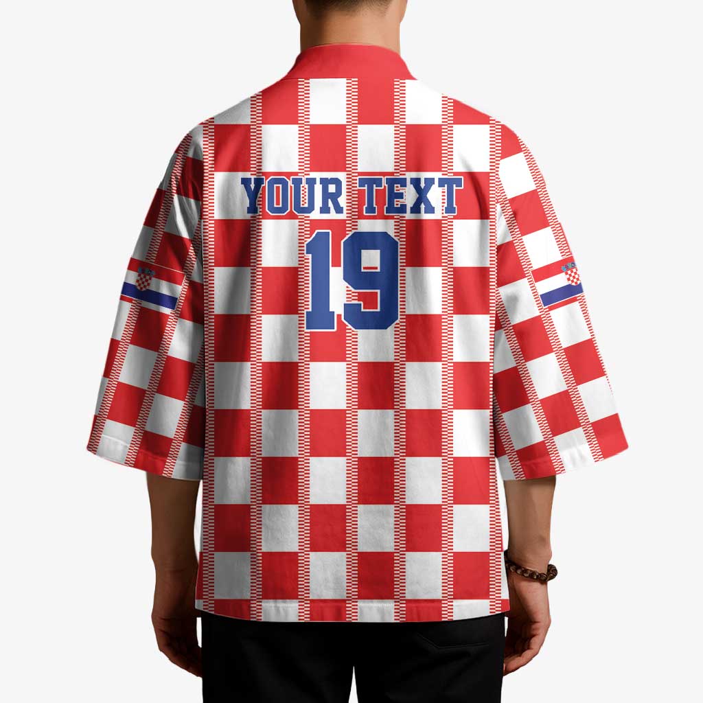 Custom World Football 2026 Croatia Kimono Vatreni Checkerboard Style - Wonder Print Shop