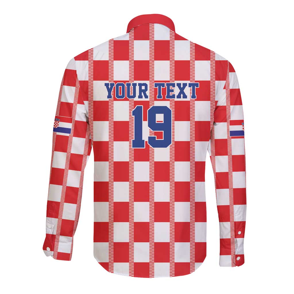 Custom World Football 2026 Croatia Long Sleeve Button Shirt Vatreni Checkerboard Style - Wonder Print Shop