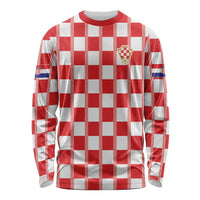 Custom World Football 2026 Croatia Long Sleeve Shirt Vatreni Checkerboard Style - Wonder Print Shop