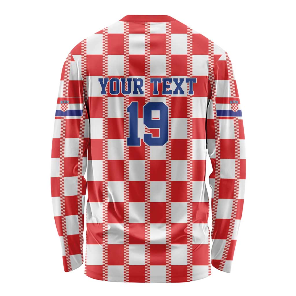 Custom World Football 2026 Croatia Long Sleeve Shirt Vatreni Checkerboard Style - Wonder Print Shop