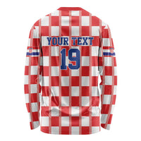 Custom World Football 2026 Croatia Long Sleeve Shirt Vatreni Checkerboard Style - Wonder Print Shop