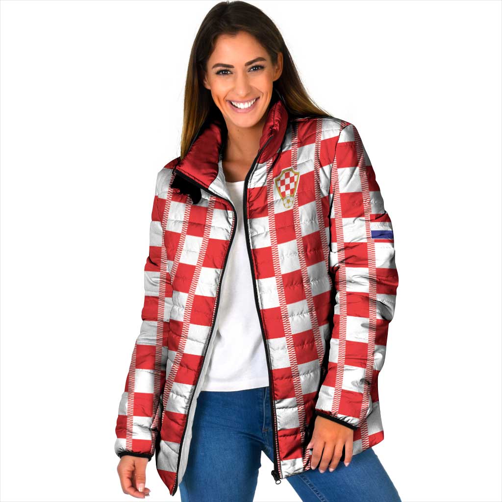 Custom World Football 2026 Croatia Padded Jacket Vatreni Checkerboard Style - Wonder Print Shop