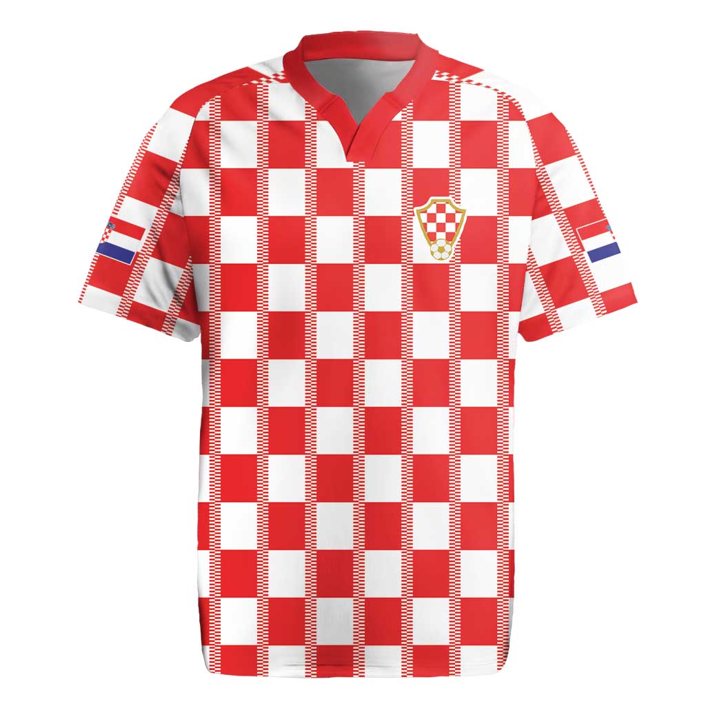 Custom World Football 2026 Croatia Rugby Jersey Vatreni Checkerboard Style - Wonder Print Shop