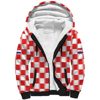 Custom World Football 2026 Croatia Sherpa Hoodie Vatreni Checkerboard Style - Wonder Print Shop