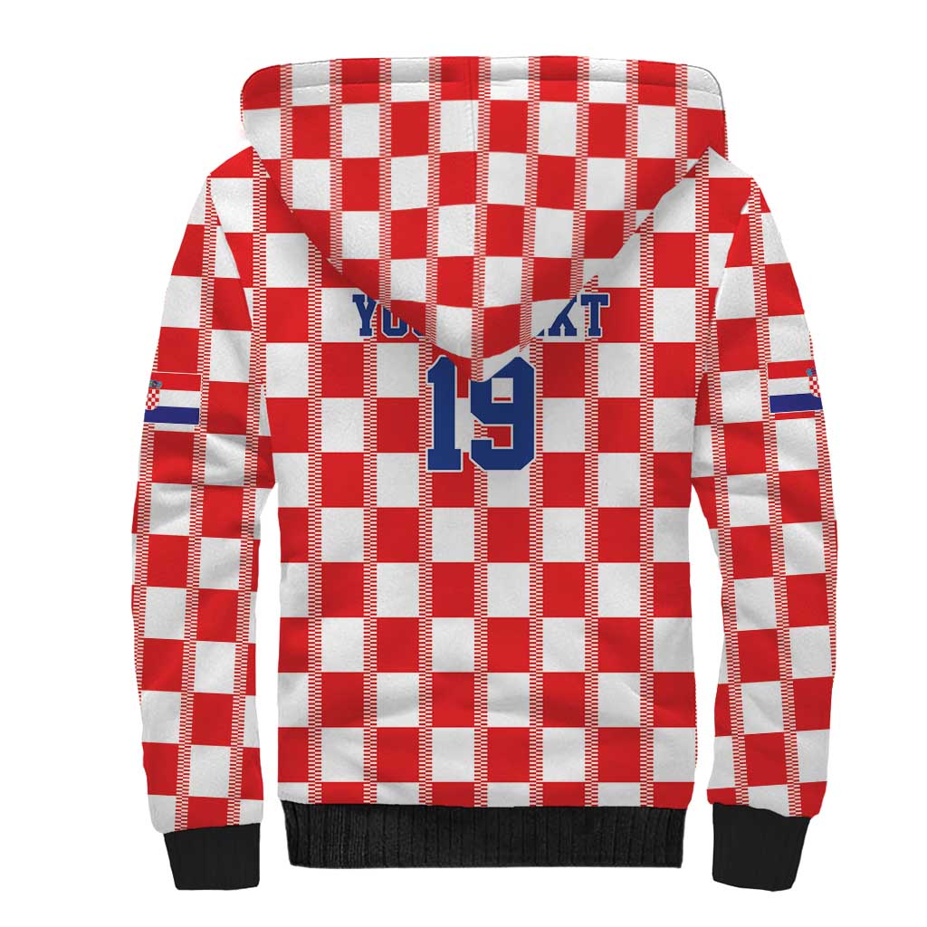 Custom World Football 2026 Croatia Sherpa Hoodie Vatreni Checkerboard Style - Wonder Print Shop