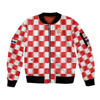 Custom World Football 2026 Croatia Sleeve Zip Bomber Jacket Vatreni Checkerboard Style - Wonder Print Shop