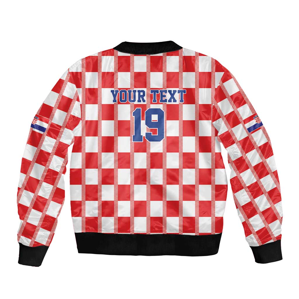 Custom World Football 2026 Croatia Sleeve Zip Bomber Jacket Vatreni Checkerboard Style - Wonder Print Shop