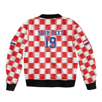Custom World Football 2026 Croatia Sleeve Zip Bomber Jacket Vatreni Checkerboard Style - Wonder Print Shop