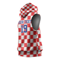 Custom World Football 2026 Croatia Sleeveless Hoodie Vatreni Checkerboard Style - Wonder Print Shop