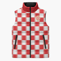 Custom World Football 2026 Croatia Sleeveless Puffer Jacket Vatreni Checkerboard Style - Wonder Print Shop