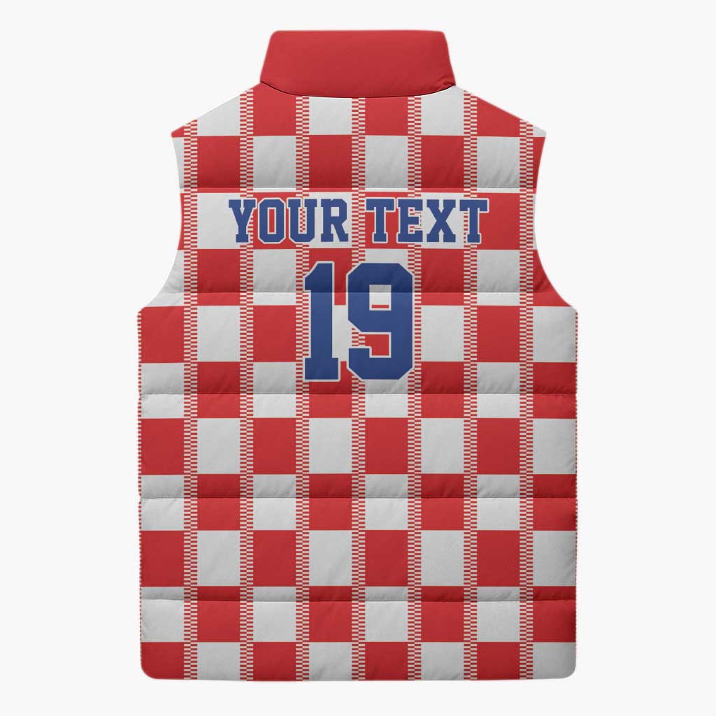 Custom World Football 2026 Croatia Sleeveless Puffer Jacket Vatreni Checkerboard Style - Wonder Print Shop