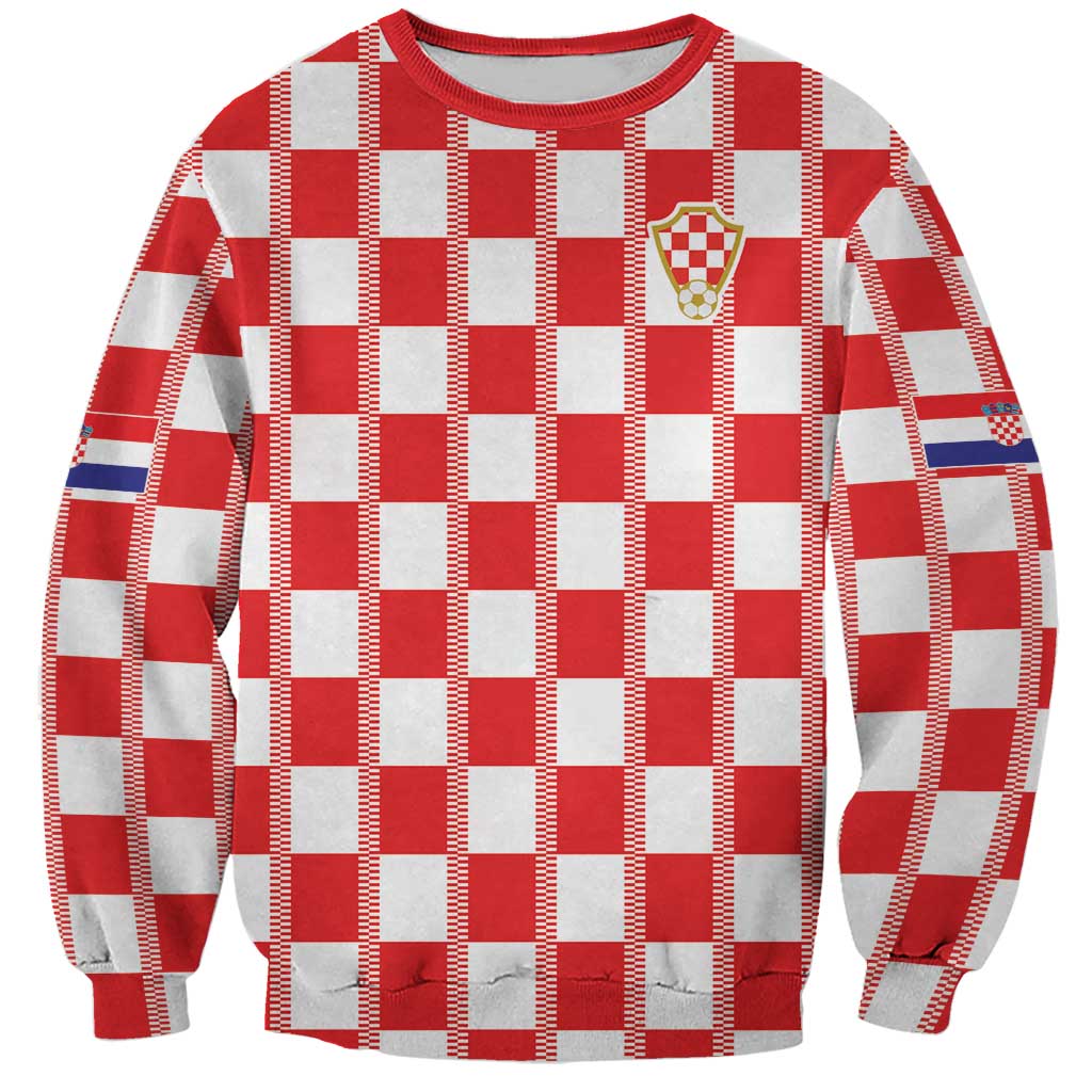 Custom World Football 2026 Croatia Sweatshirt Vatreni Checkerboard Style - Wonder Print Shop