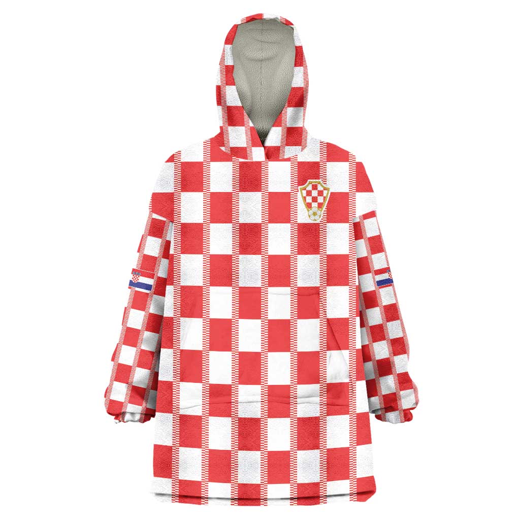 Custom World Football 2026 Croatia Wearable Blanket Hoodie Vatreni Checkerboard Style - Wonder Print Shop