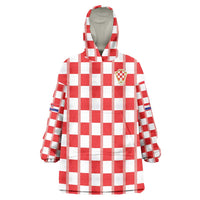 Custom World Football 2026 Croatia Wearable Blanket Hoodie Vatreni Checkerboard Style - Wonder Print Shop