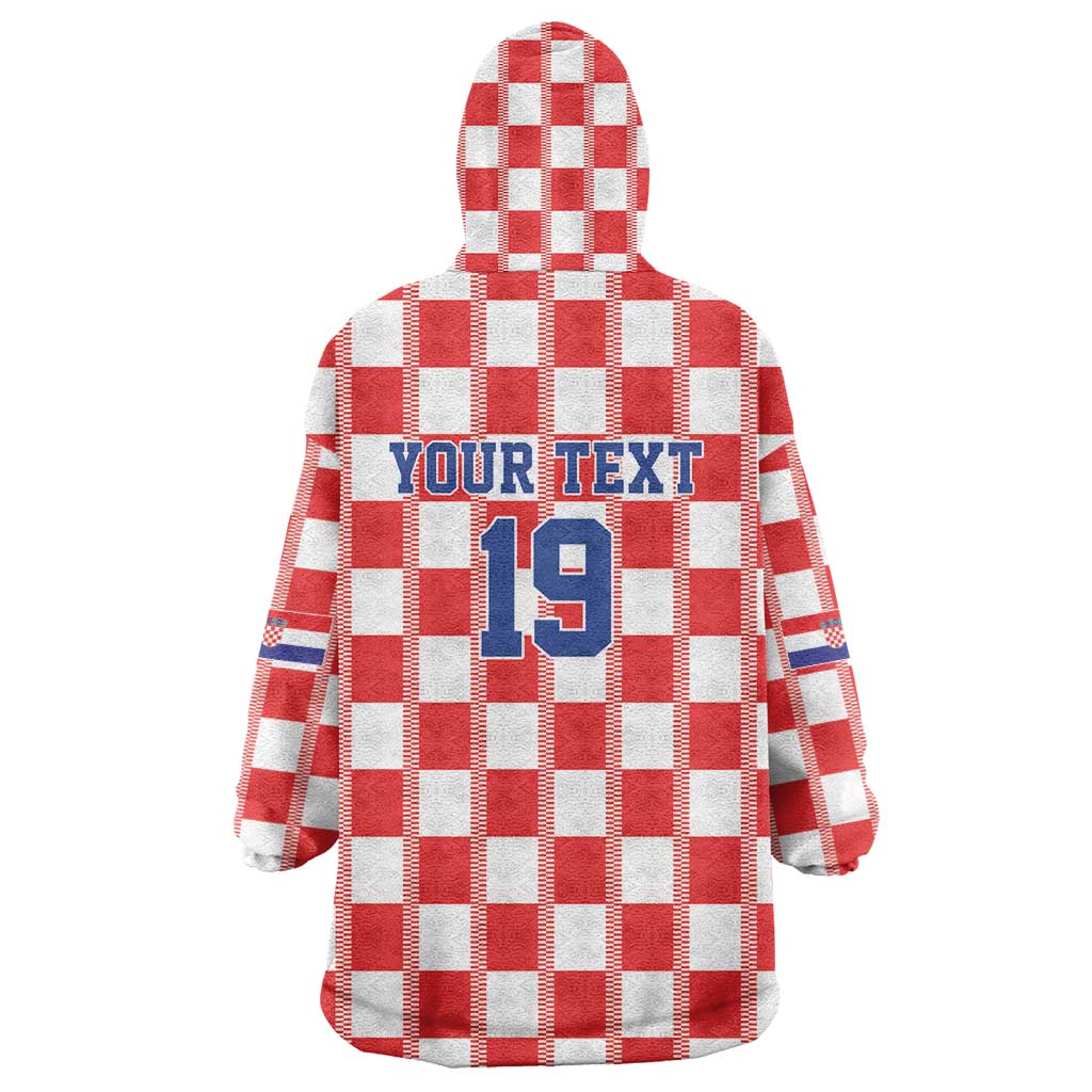 Custom World Football 2026 Croatia Wearable Blanket Hoodie Vatreni Checkerboard Style - Wonder Print Shop