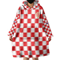 Custom World Football 2026 Croatia Wearable Blanket Hoodie Vatreni Checkerboard Style - Wonder Print Shop
