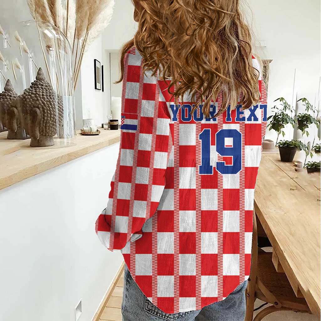 Custom World Football 2026 Croatia Women Casual Shirt Vatreni Checkerboard Style - Wonder Print Shop