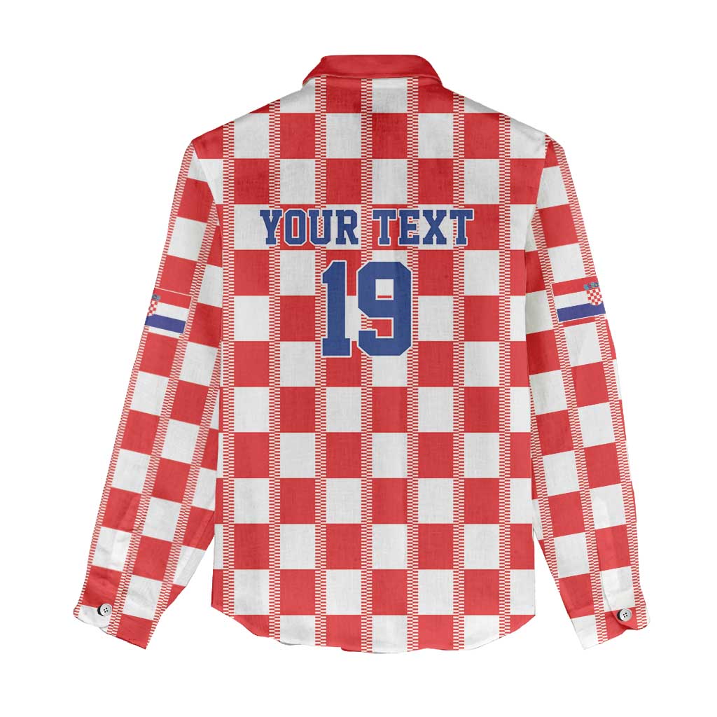 Custom World Football 2026 Croatia Women Casual Shirt Vatreni Checkerboard Style - Wonder Print Shop